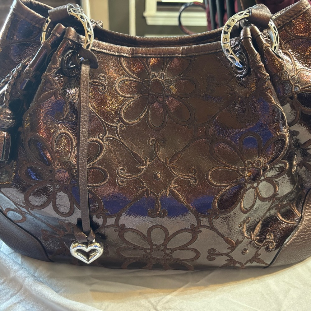Brighton Metallic Brown Floral Shoulder Bag